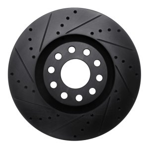Audi A8 Brake Rotor (1) - Front Left - R1 Concepts - Drilled & Slotted - Black - `00-`03